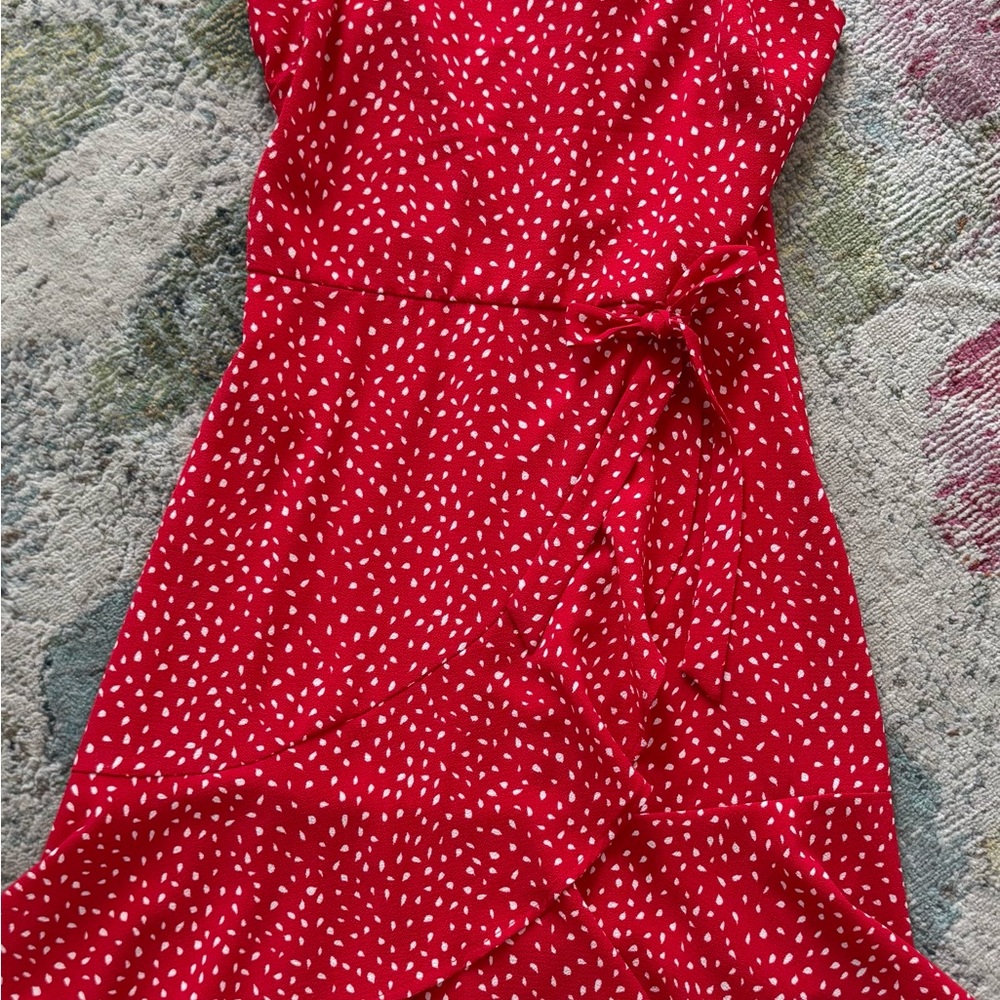 Red Polka Dot Wrap Dress